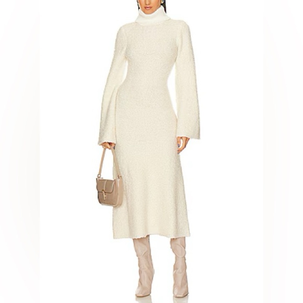 BRAND NEW WITH TAG GRLFRND MAEKO BOUCLE DRESS in IVORY sz M Revolve - Picture 4 of 5